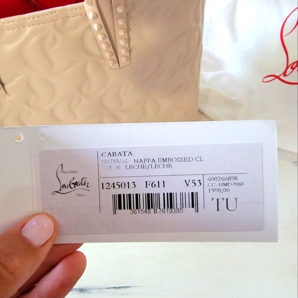 CHRISTIAN LOUBOUTIN Authentic NWT  Nappa Embossed Cabata w/ mathcing pouchette - Picture 7 of 9